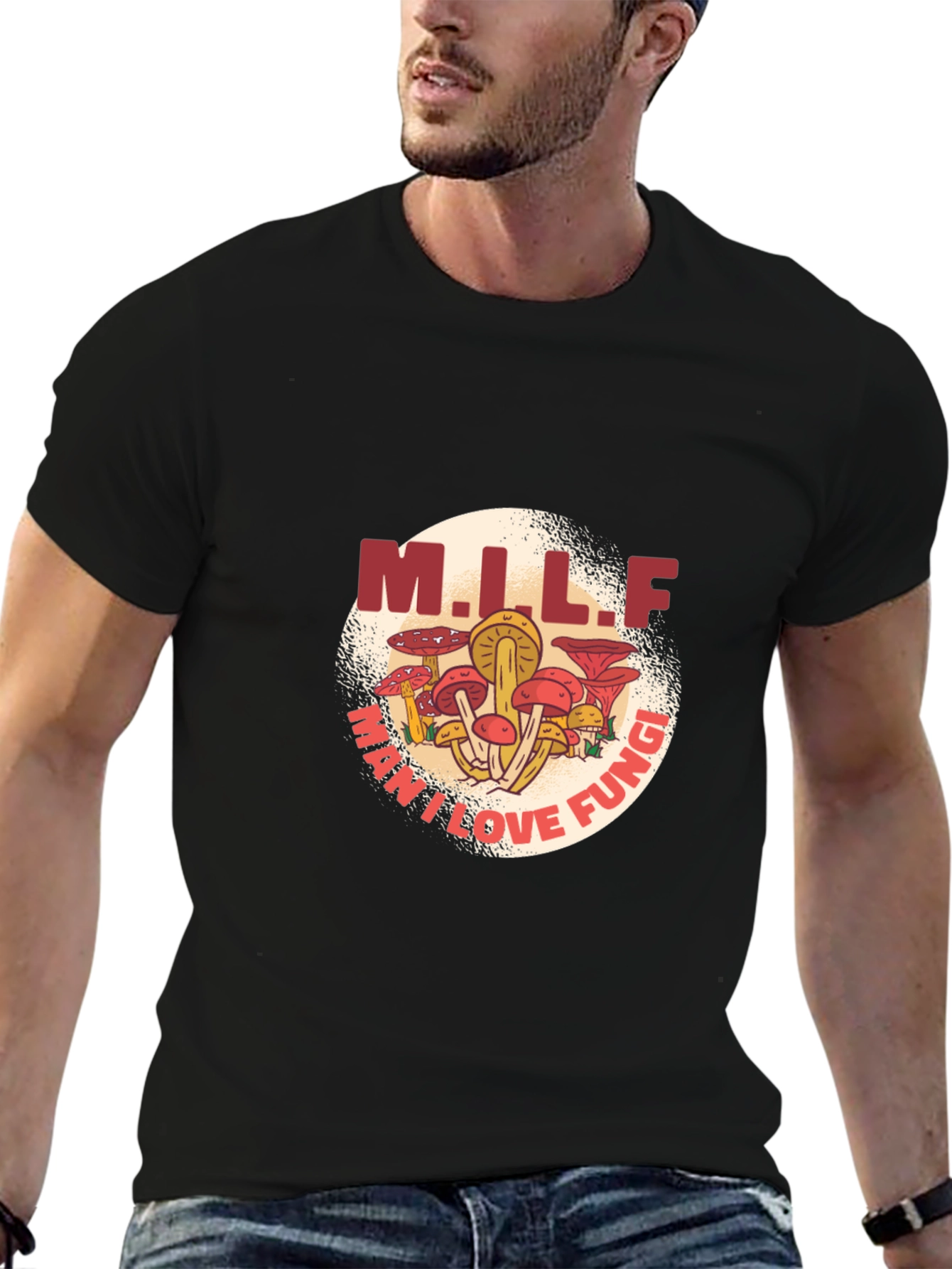 MILF Man I Love Fungi Black T-Shirt