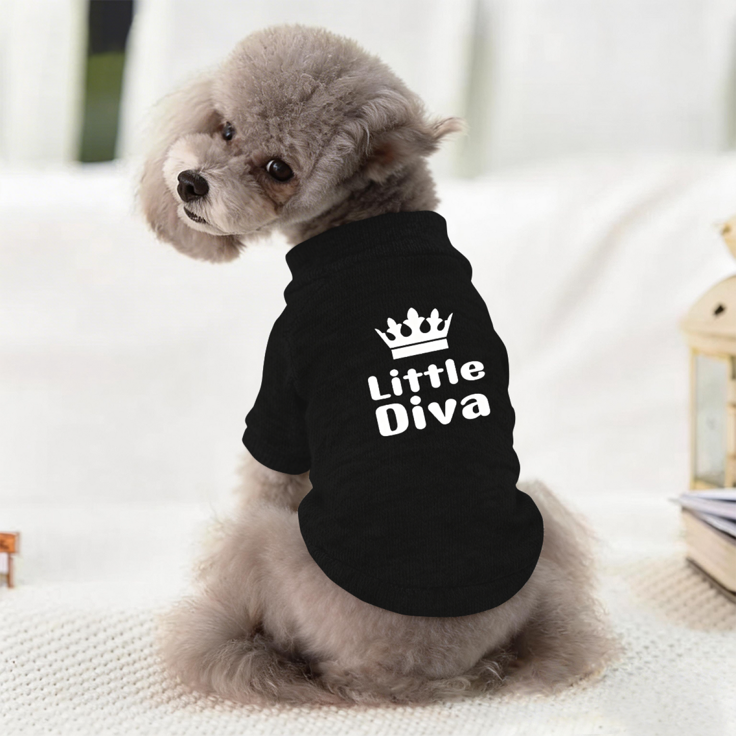 Little Diva Crown Girly Black Pet Princess Style Sweater