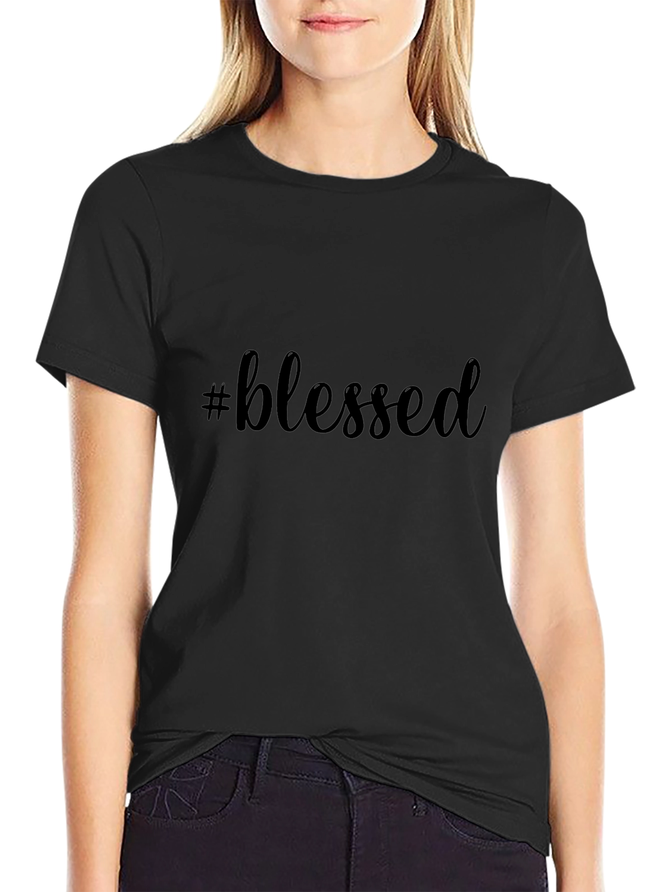 #blessed Black T-Shirt Casual Graphic Tee