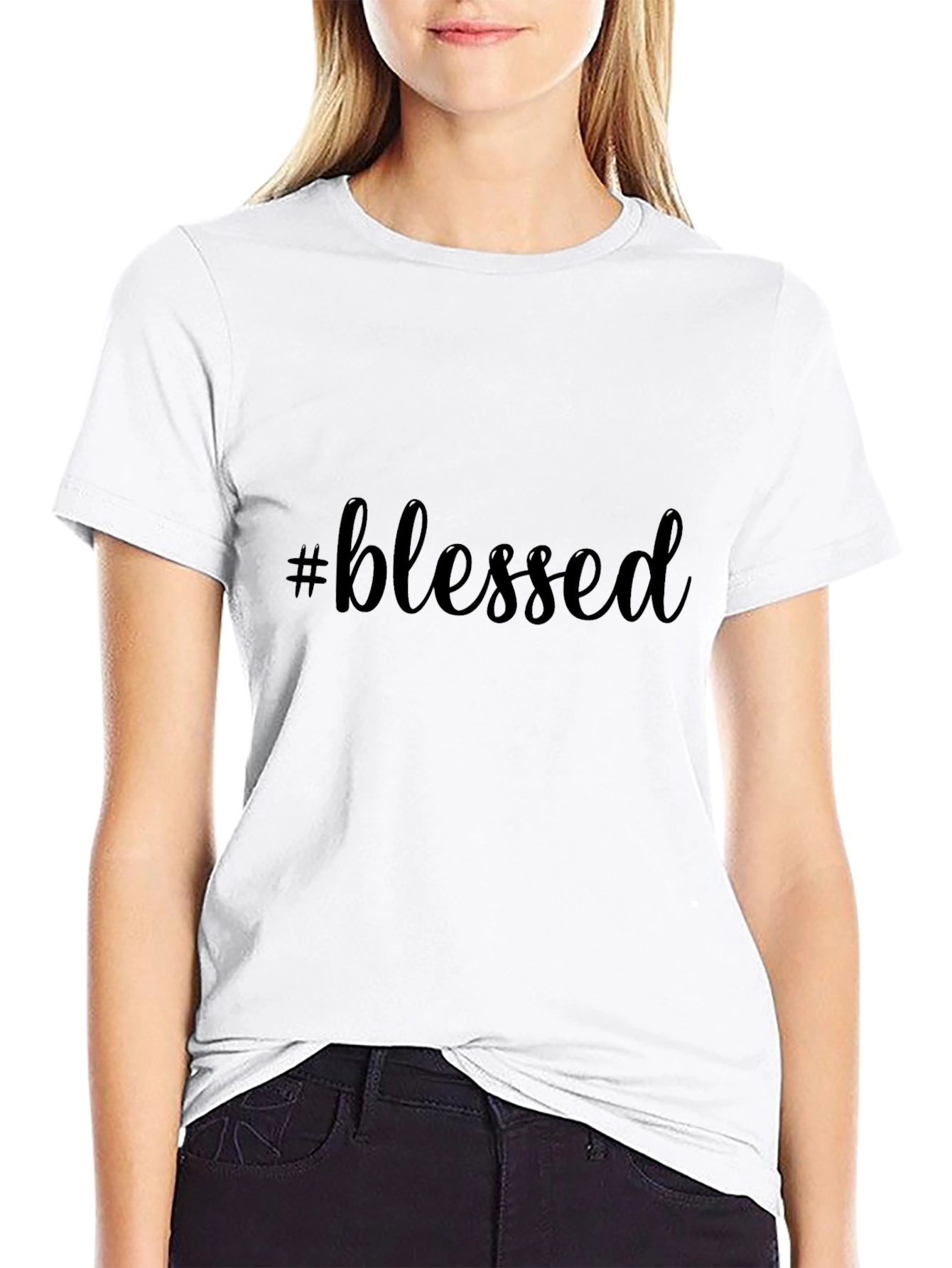 #blessed Black T-Shirt Casual Graphic Tee