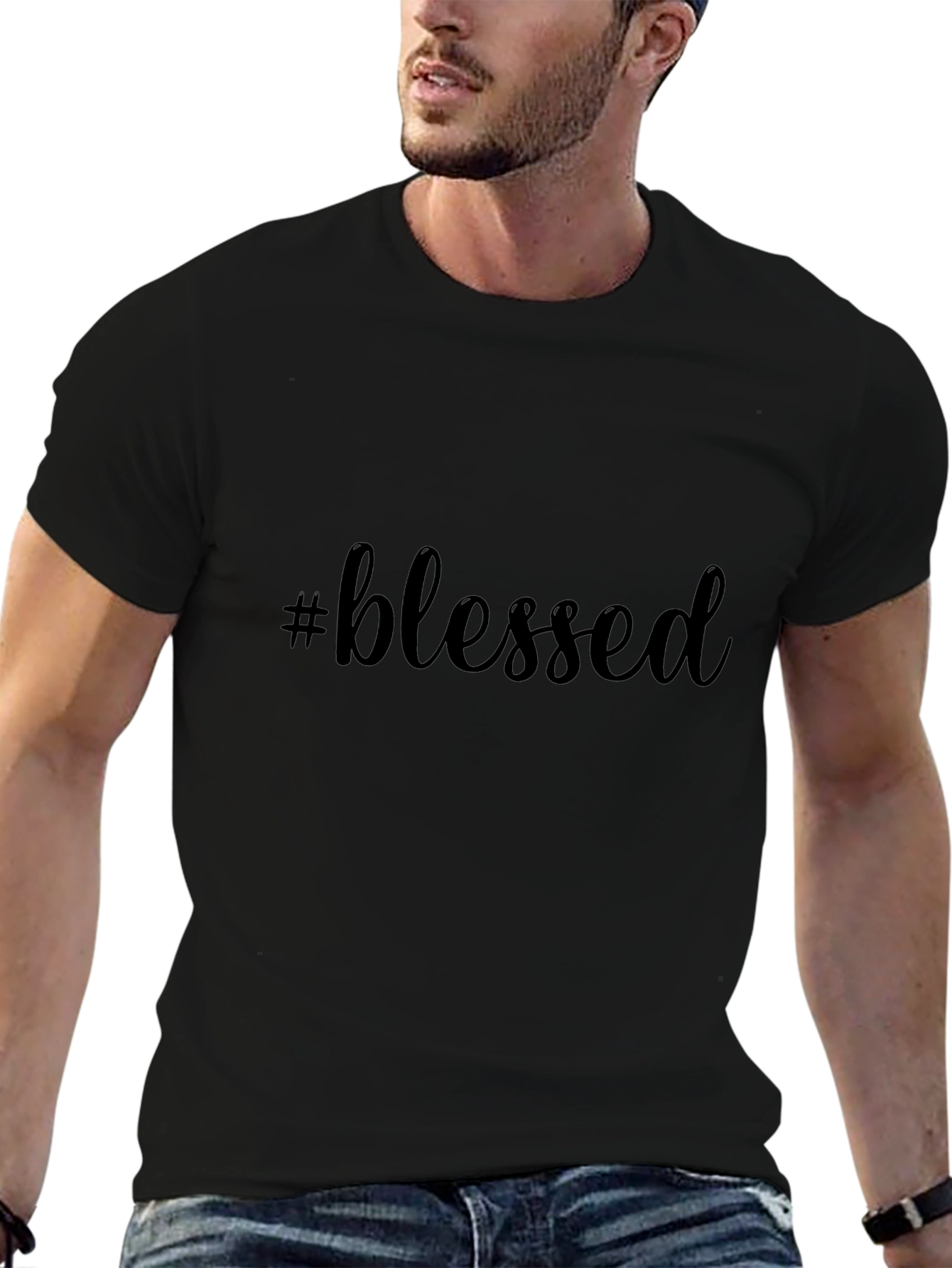 #blessed Black T-Shirt Casual Graphic Tee