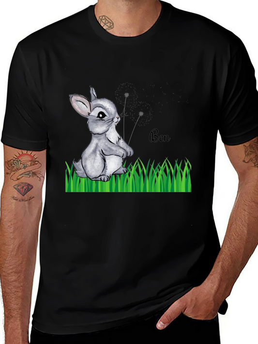 Cute Bunny Ben Black T-Shirt