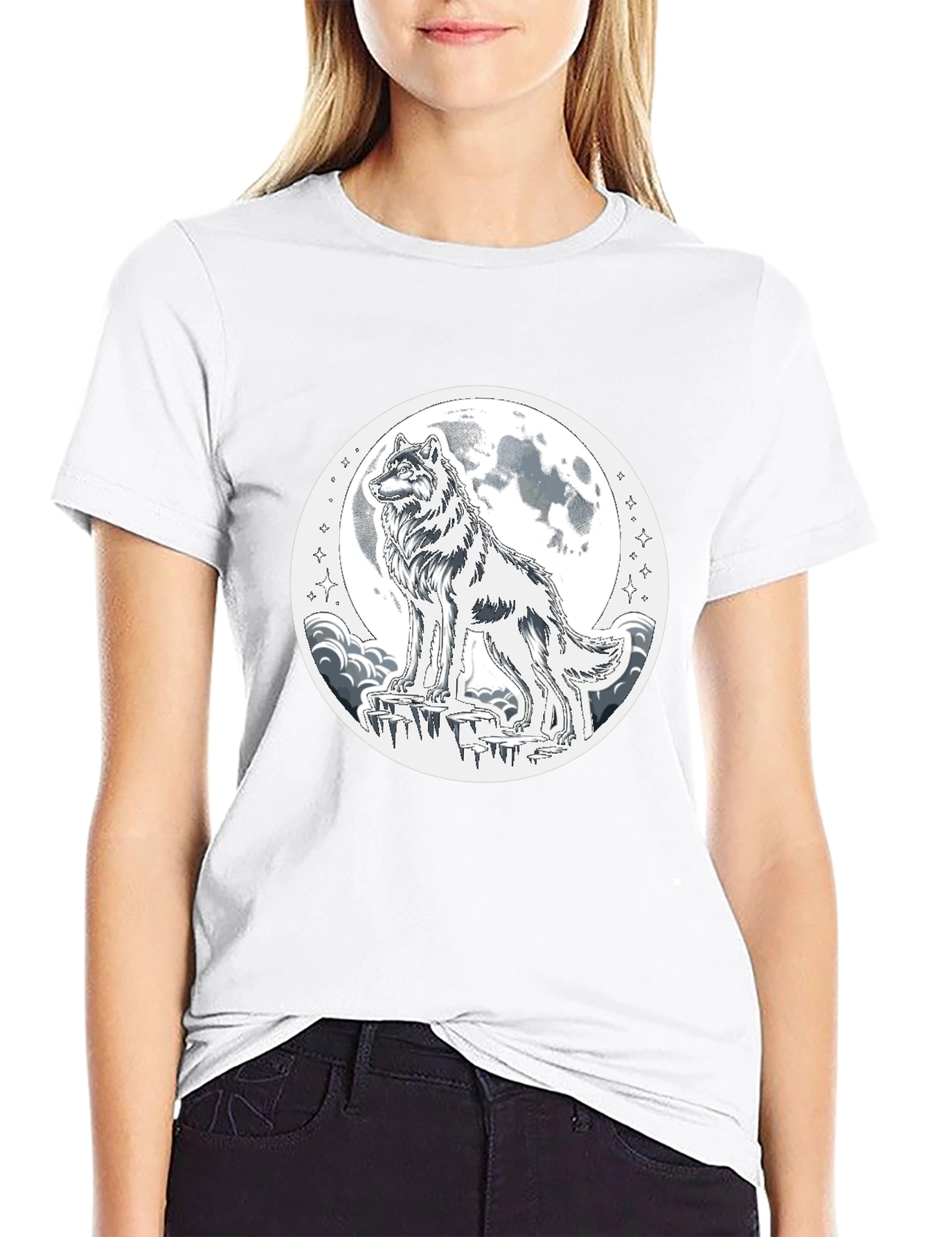 Wolf Moon Graphic T-Shirt - Black