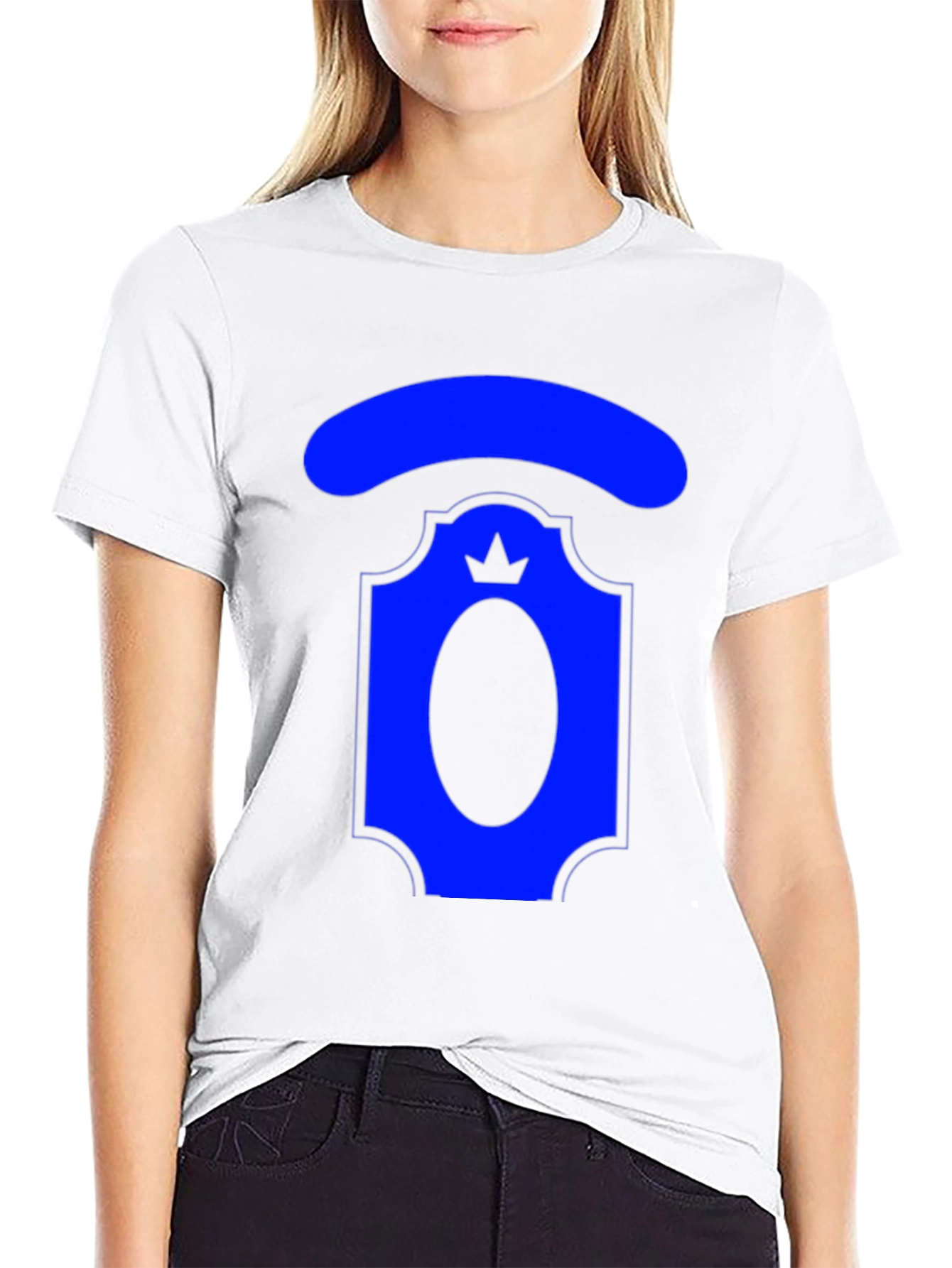 Royal Blue Crest Graphic T-Shirt - Black Cotton Tee