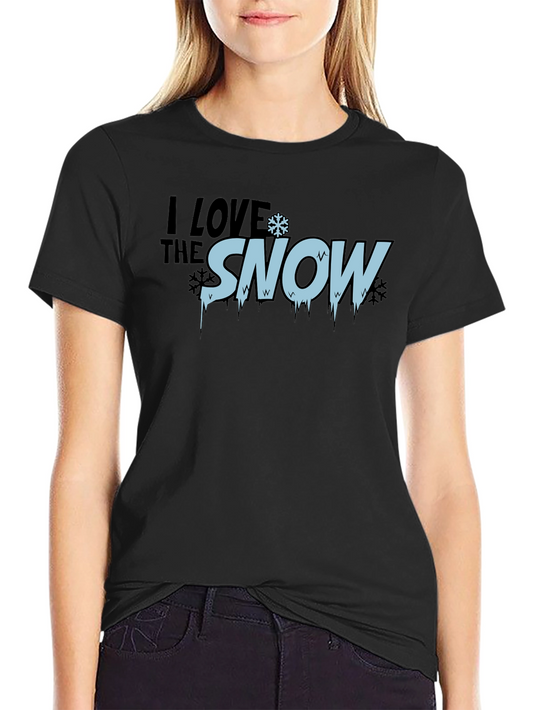 I Love Snow Mens Black Graphic T-Shirt