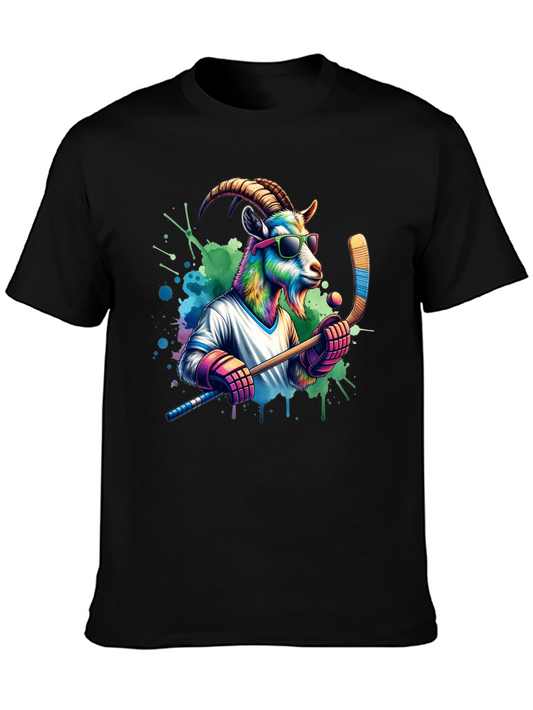 Cool Goat Hockey Player Graphic Tee
