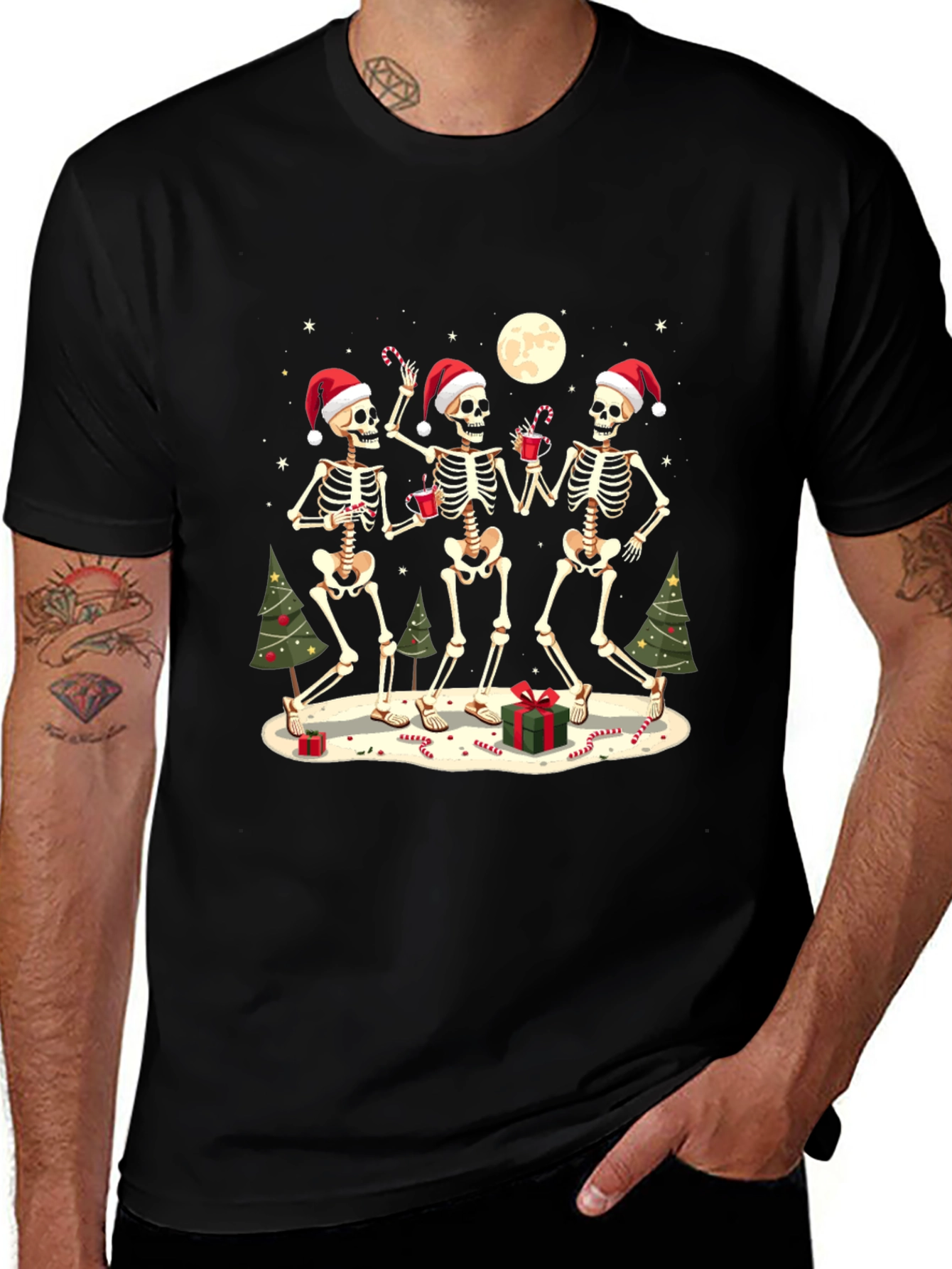 Festive Skeleton Holiday T-Shirt