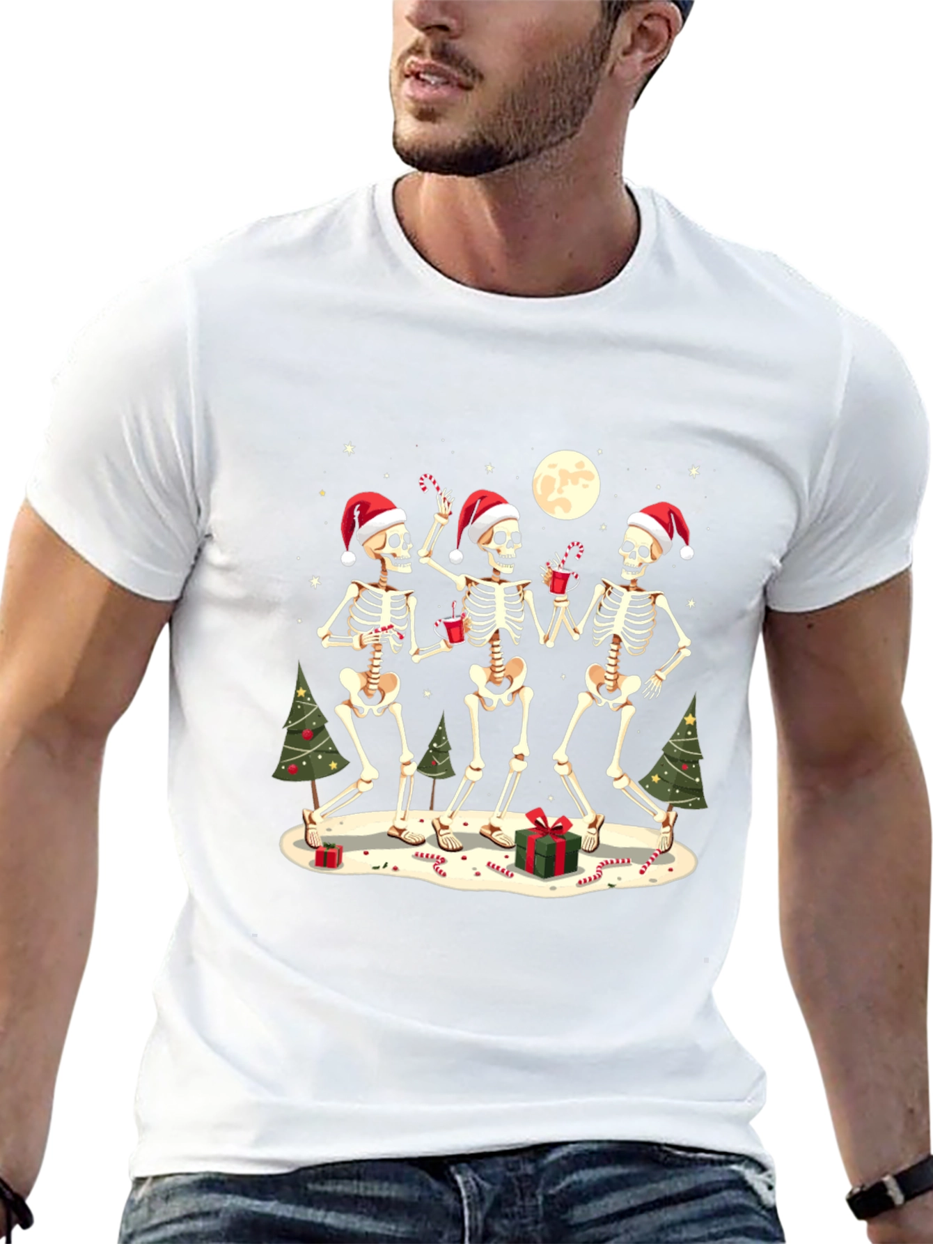 Festive Skeleton Holiday T-Shirt
