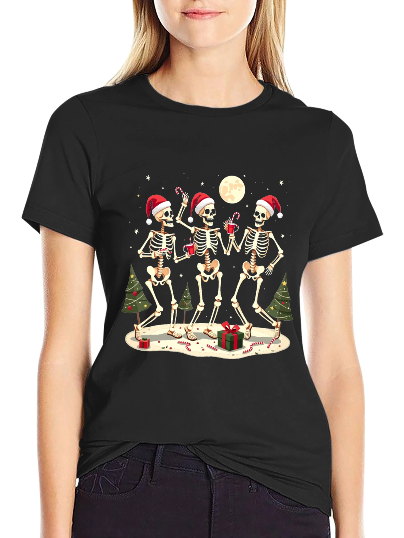 Festive Skeleton Holiday T-Shirt