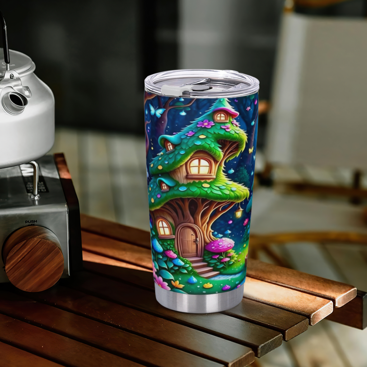 Cute Cartoon Gardening Grandma Watering Blooms 20oz Sweet Tumbler