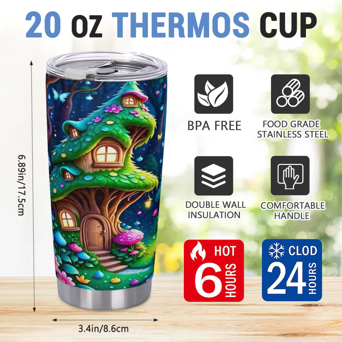Cute Cartoon Gardening Grandma Watering Blooms 20oz Sweet Tumbler
