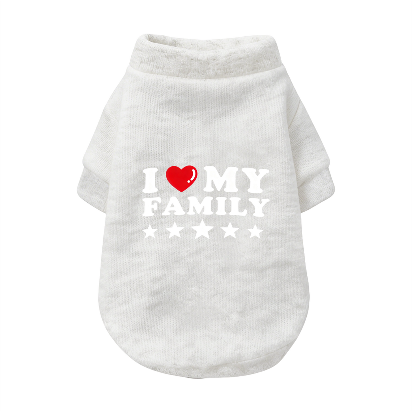 I Love My Family Star Print Dog Cardigan Sweater, Warm Family Love Pet Clothes