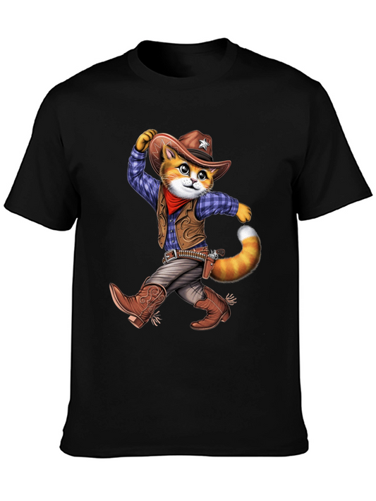 Cowboy Cat Graphic T-Shirt - Western Style Tee