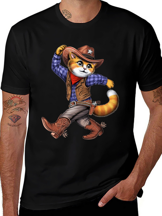 Cowboy Cat Graphic T-Shirt - Western Style Tee