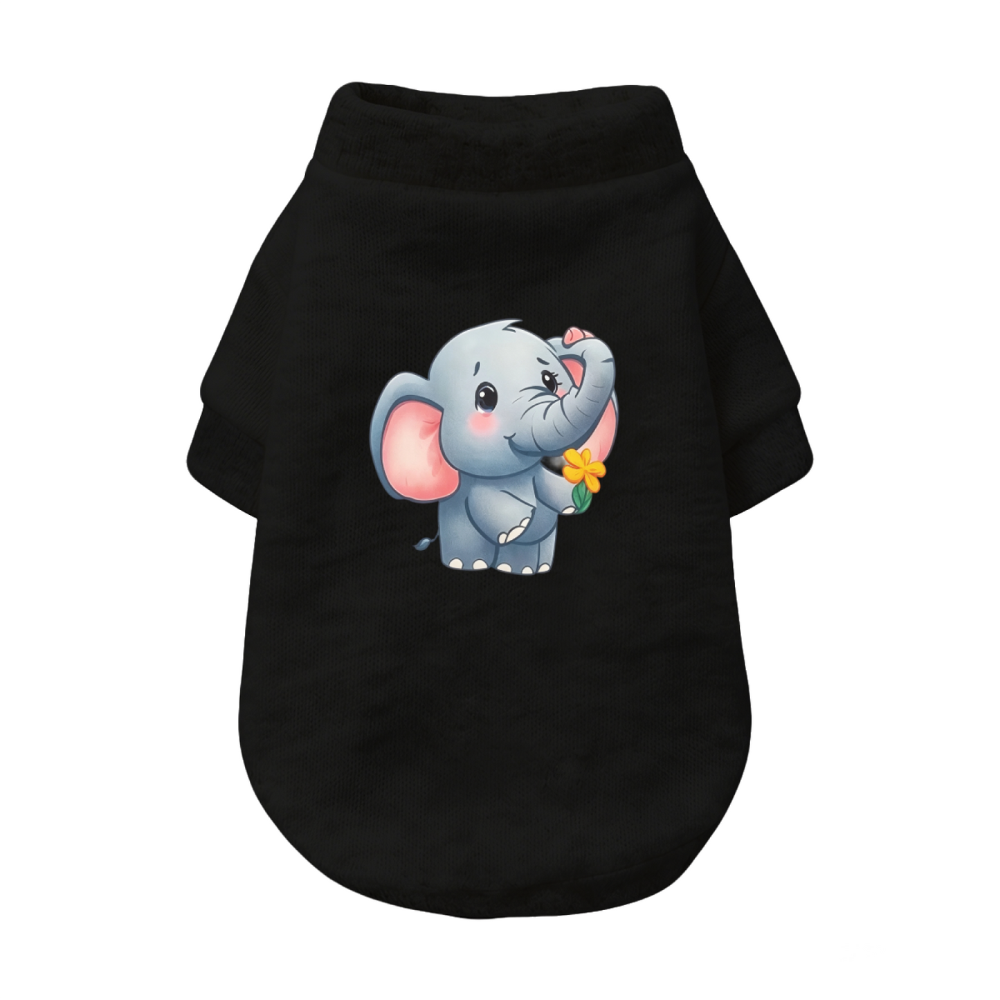 Sweet Baby Elephant Holding Flower Gentle White Pet Cardigan Sweater