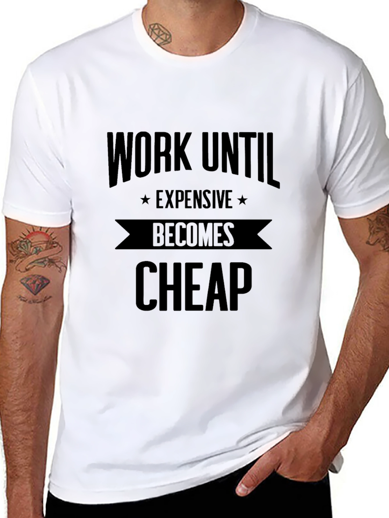 Work Until Expensive Becomes Cheap Black T-Shirt
