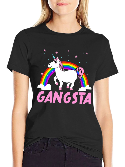 Gangsta Unicorn Black Graphic Tee