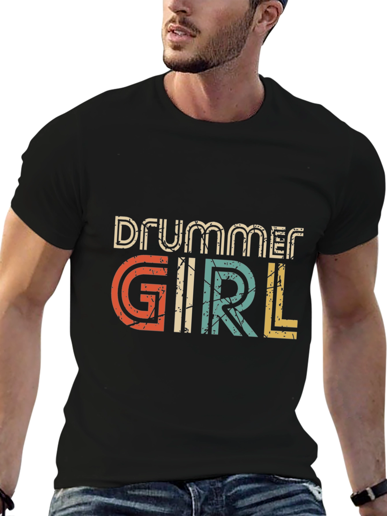 Drummer Girl Retro Graphic Tee - Music Lover Shirt