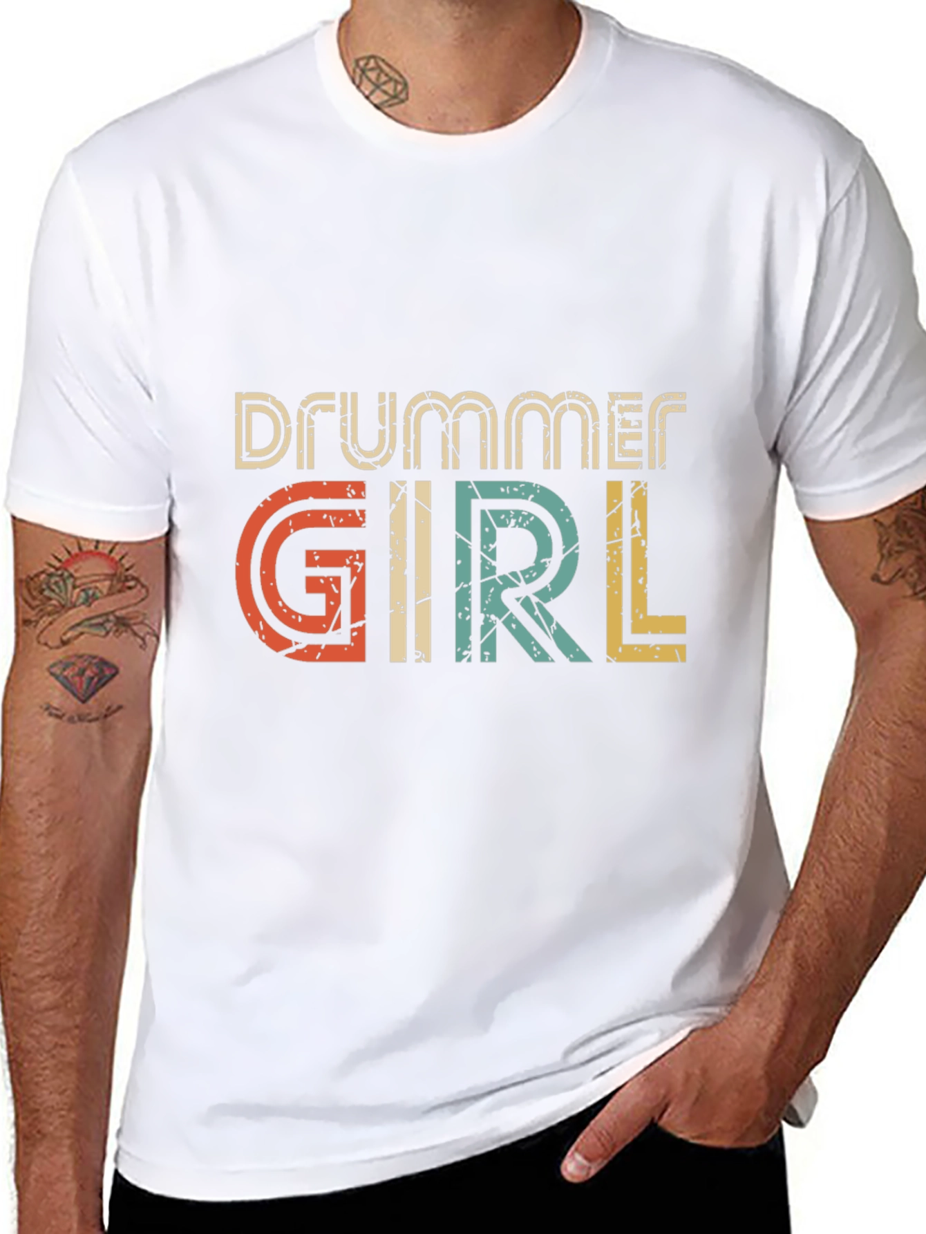 Drummer Girl Retro Graphic Tee - Music Lover Shirt