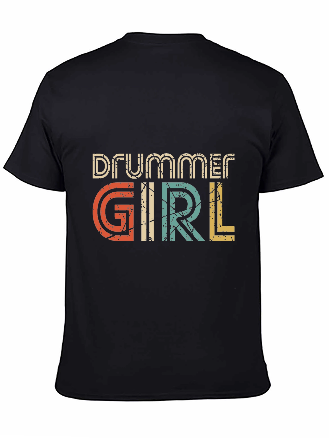 Drummer Girl Retro Graphic Tee - Music Lover Shirt