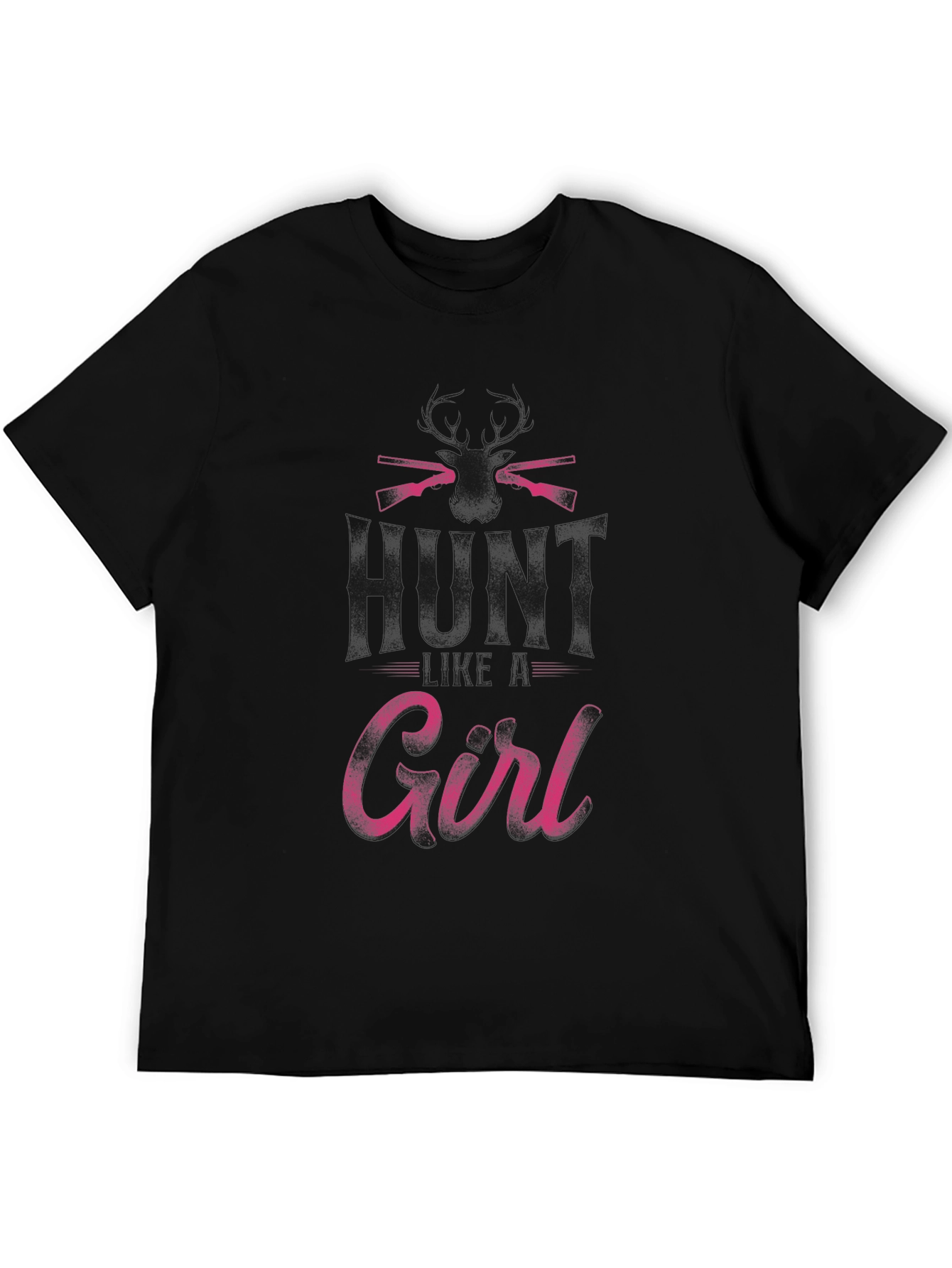 Hunt Girl T-Shirt - Black Crew Neck Hunting Apparel