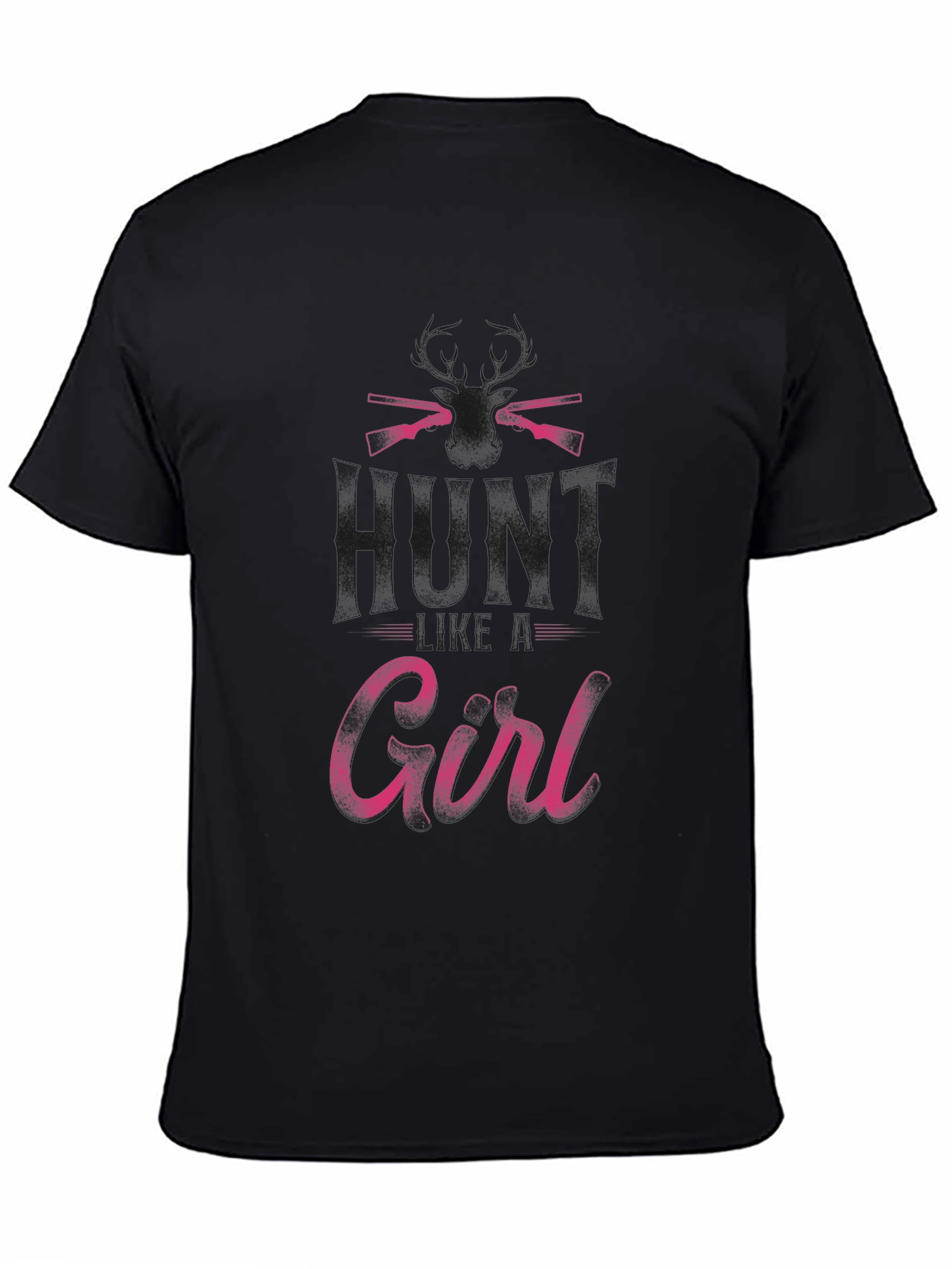 Hunt Girl T-Shirt - Black Crew Neck Hunting Apparel