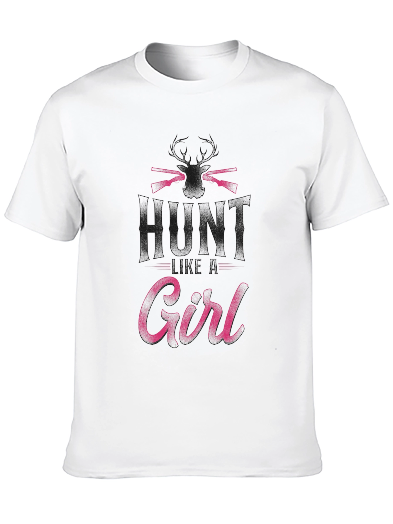 Hunt Girl T-Shirt - Black Crew Neck Hunting Apparel