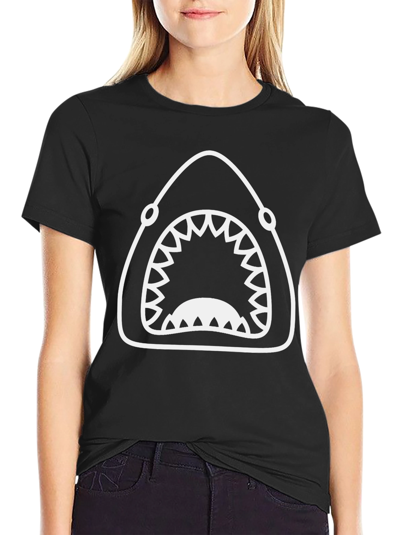 Shark Mouth Graphic T-Shirt - Black
