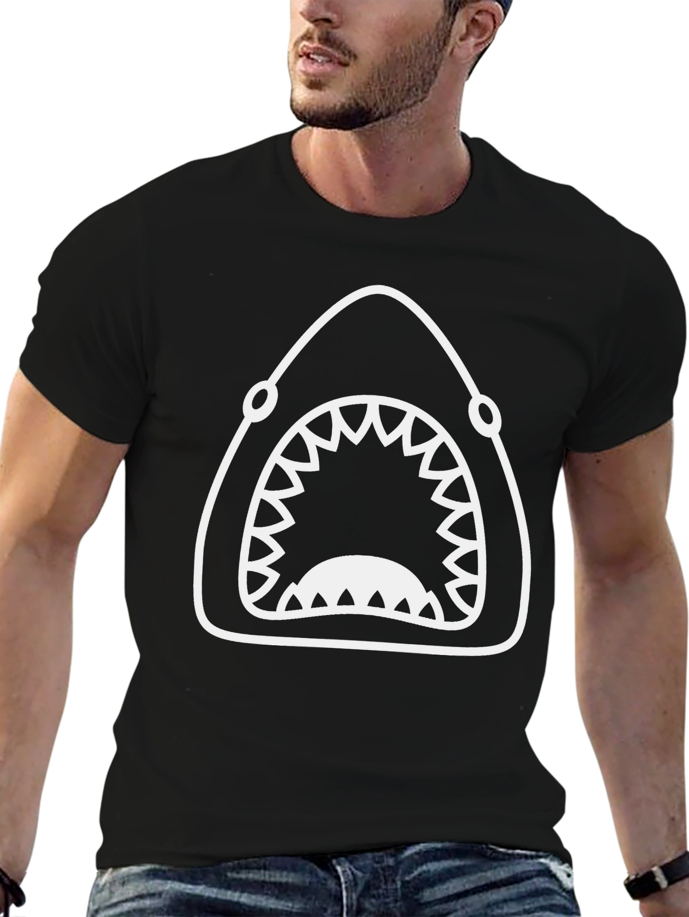 Shark Mouth Graphic T-Shirt - Black