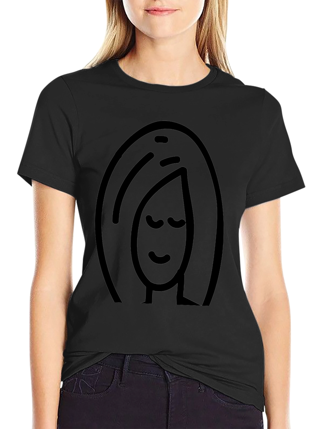 Minimalist Woman Graphic Black T-Shirt