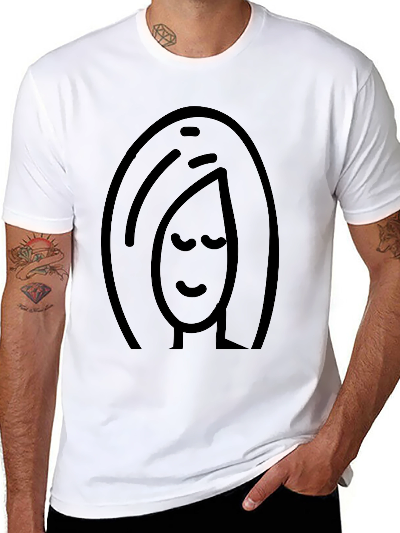 Minimalist Woman Graphic Black T-Shirt