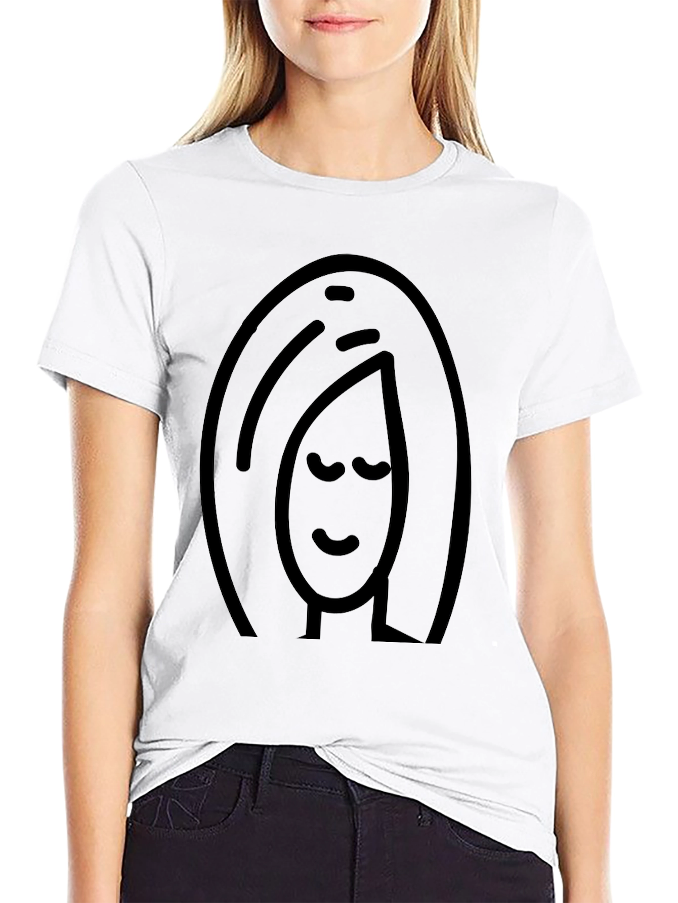 Minimalist Woman Graphic Black T-Shirt