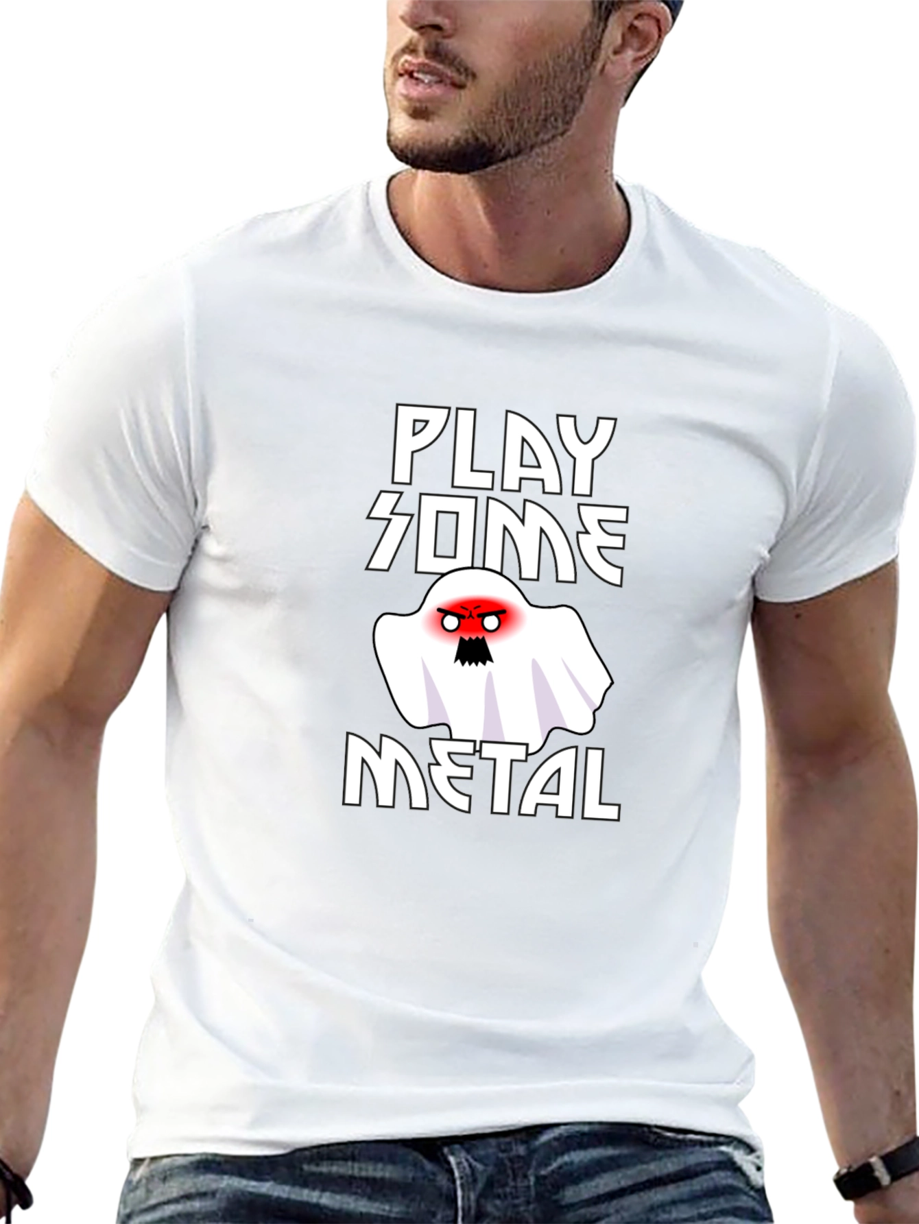 Play Some Metal Ghost Graphic T-Shirt