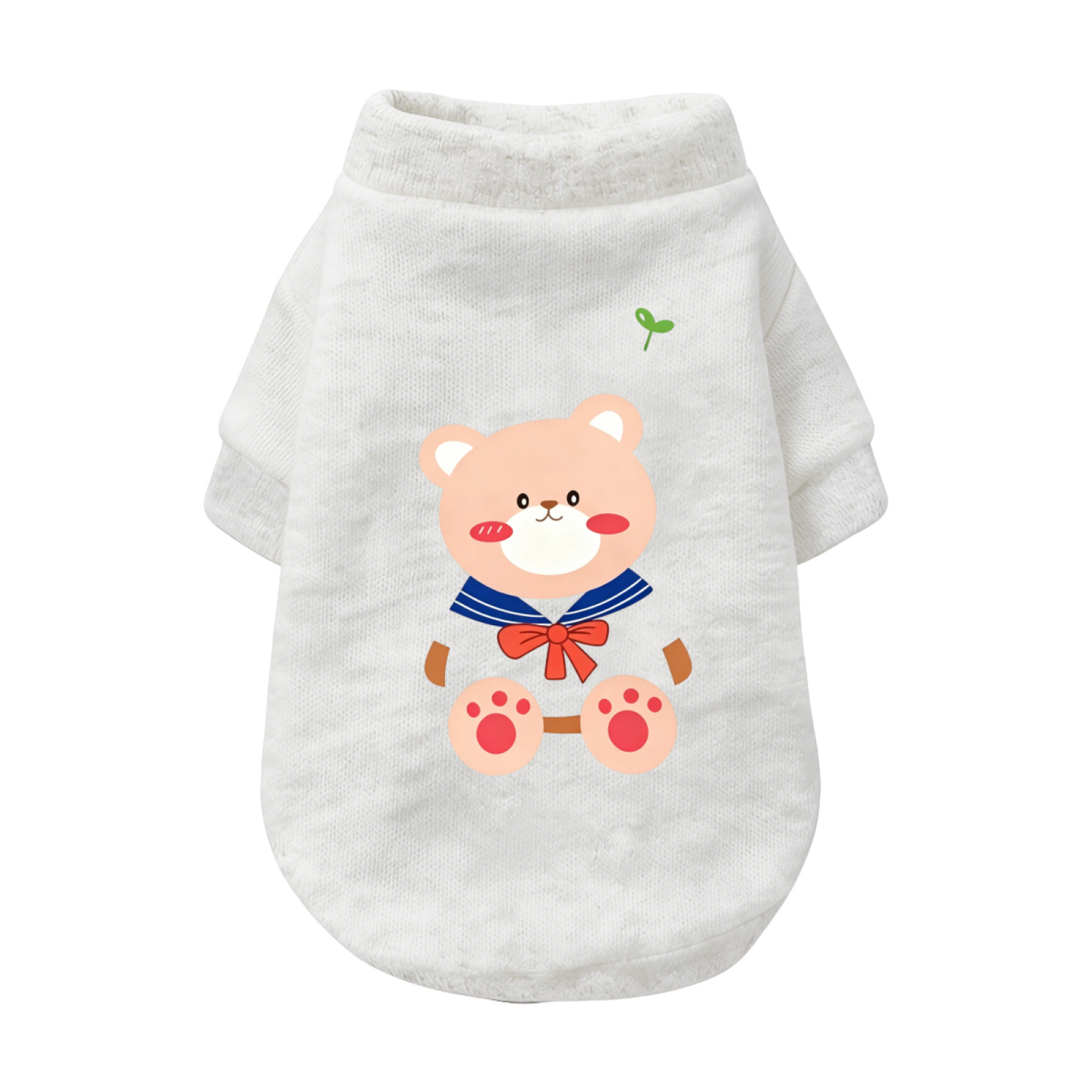Adorable Sailor Bear Print Pet Sweater, Soft Warm Puppy Cardigan Top