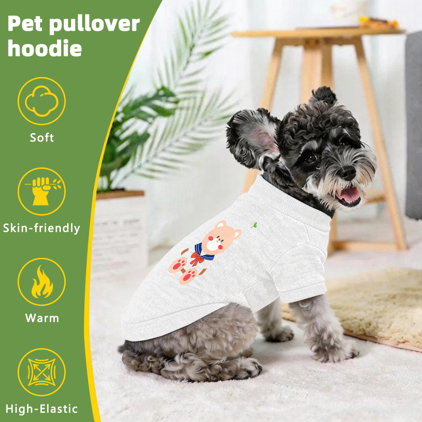 Adorable Sailor Bear Print Pet Sweater, Soft Warm Puppy Cardigan Top