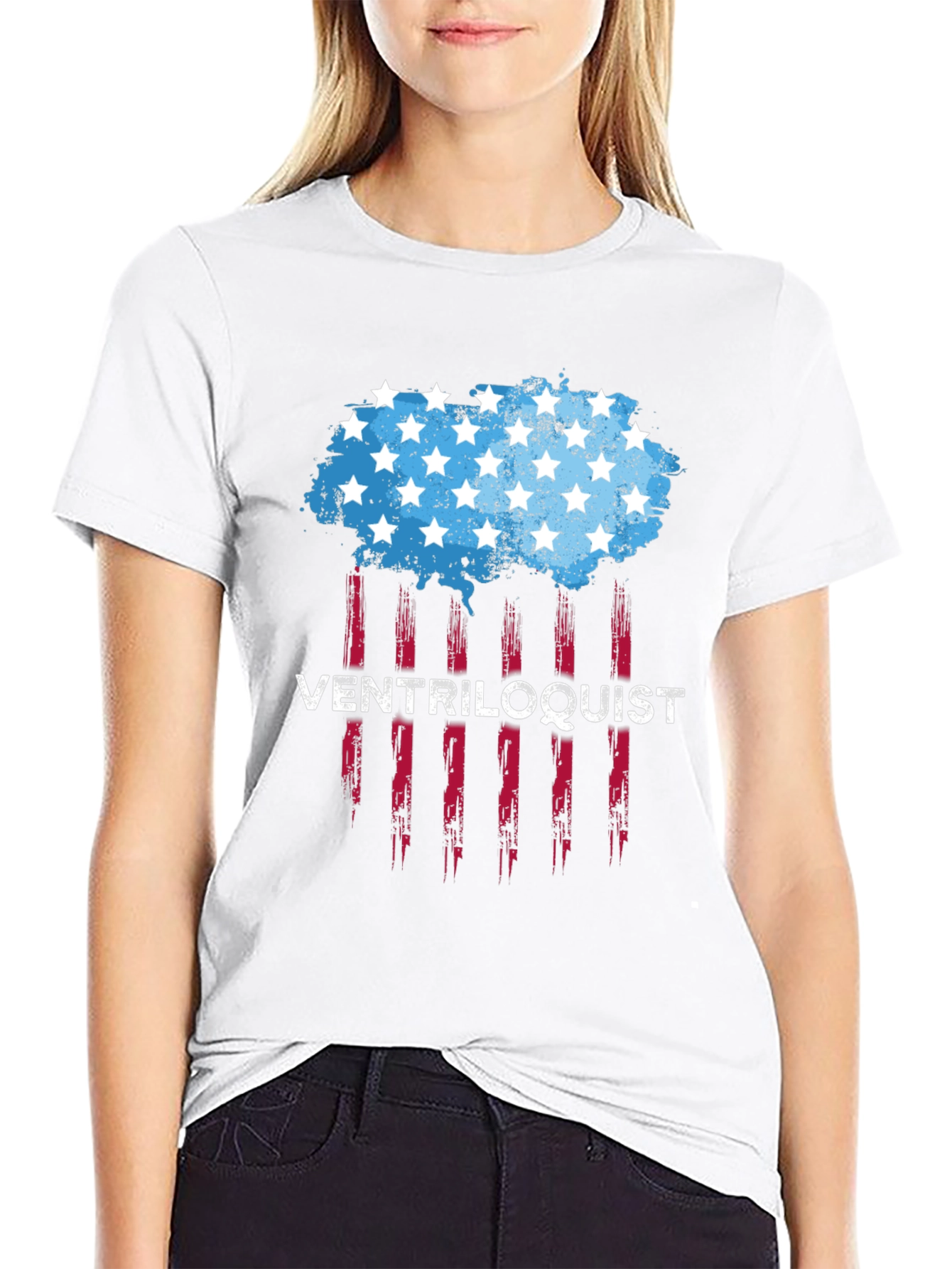 Ventriloquist USA Flag Style Graphic Tee