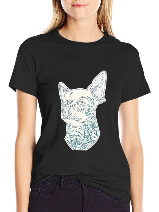 Dog Tattoo Graphic Black T-Shirt