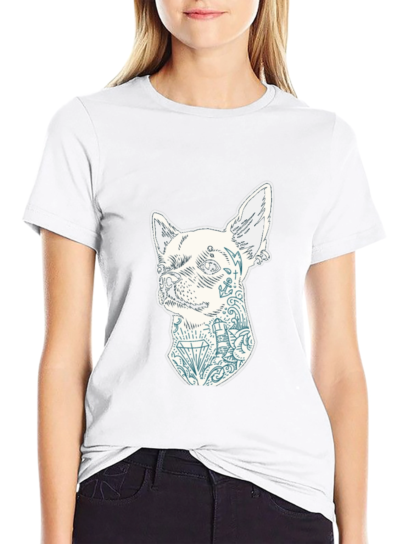 Dog Tattoo Graphic Black T-Shirt