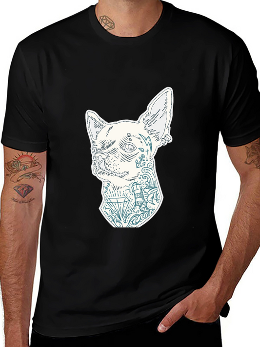 Dog Tattoo Graphic Black T-Shirt