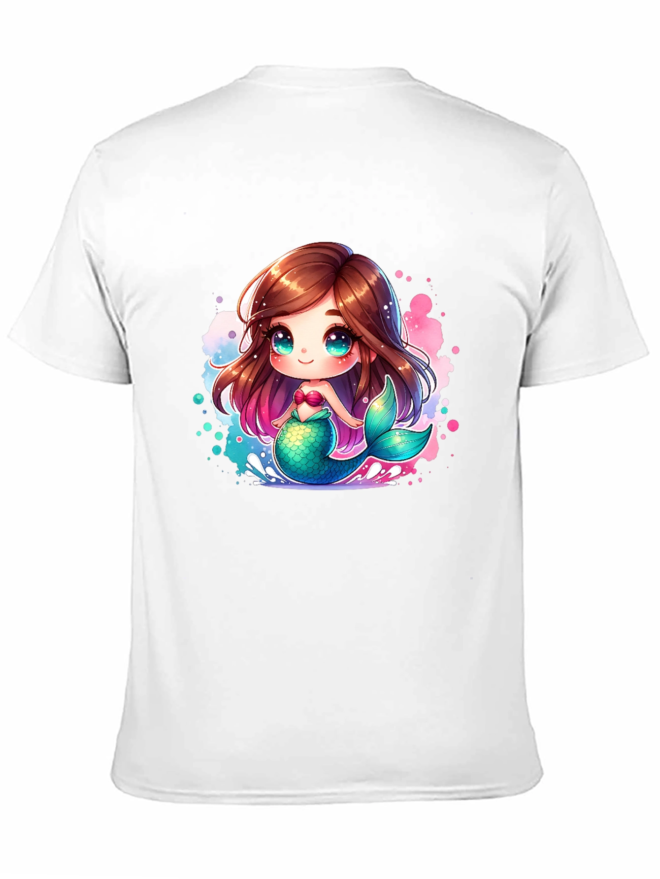 Cute Mermaid Cartoon Black T-Shirt