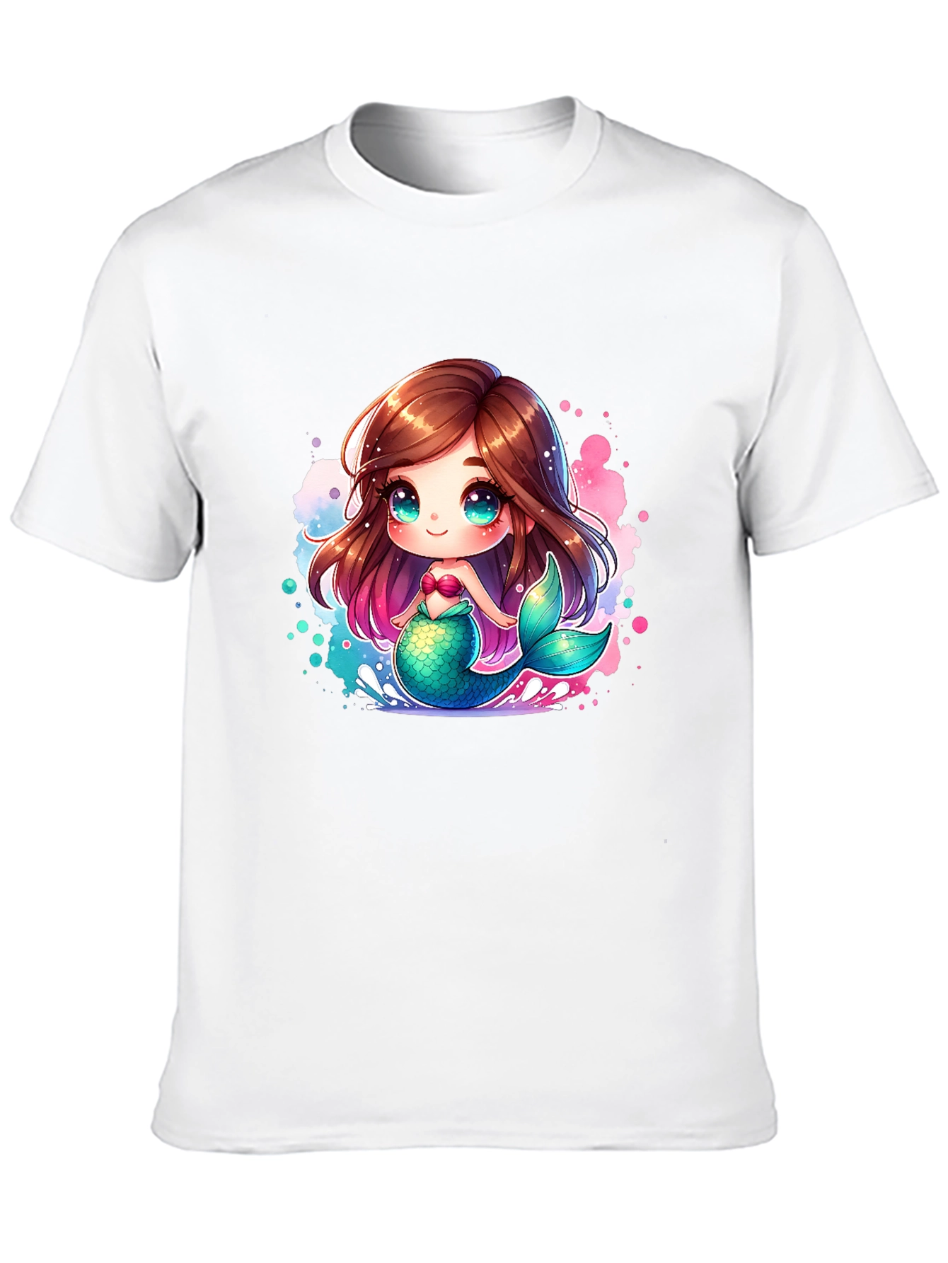 Cute Mermaid Cartoon Black T-Shirt