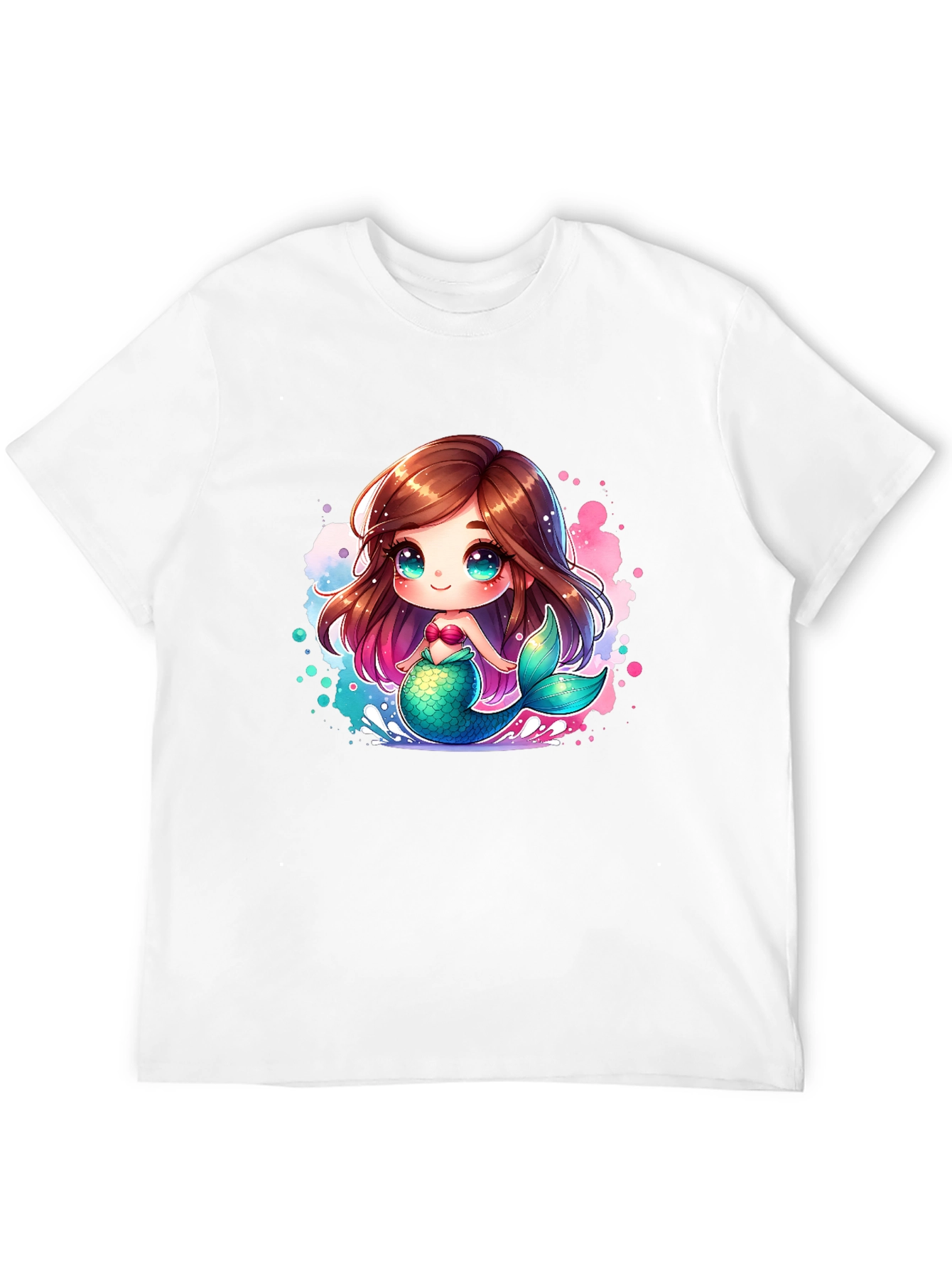 Cute Mermaid Cartoon Black T-Shirt