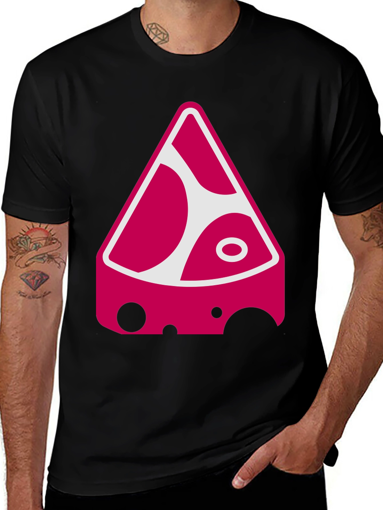 Funky Cheese Graphic Tee - Black Cotton Blend Shirt
