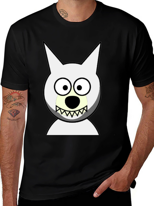 Funny Cartoon Wolf Graphic Black T-Shirt