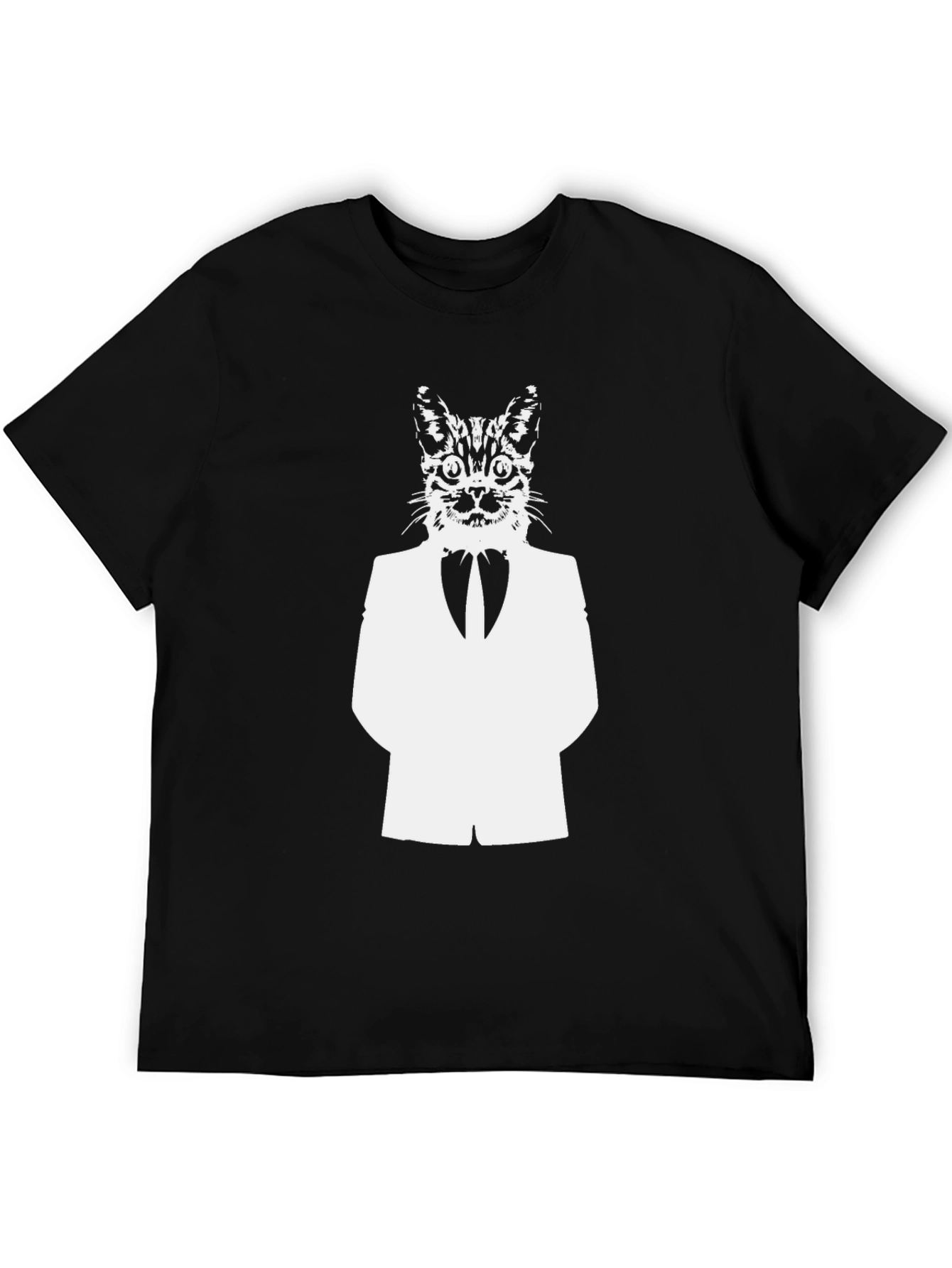 Cat in Suit Graphic Tee - Black Cotton Blend