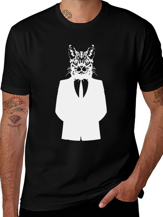 Cat in Suit Graphic Tee - Black Cotton Blend