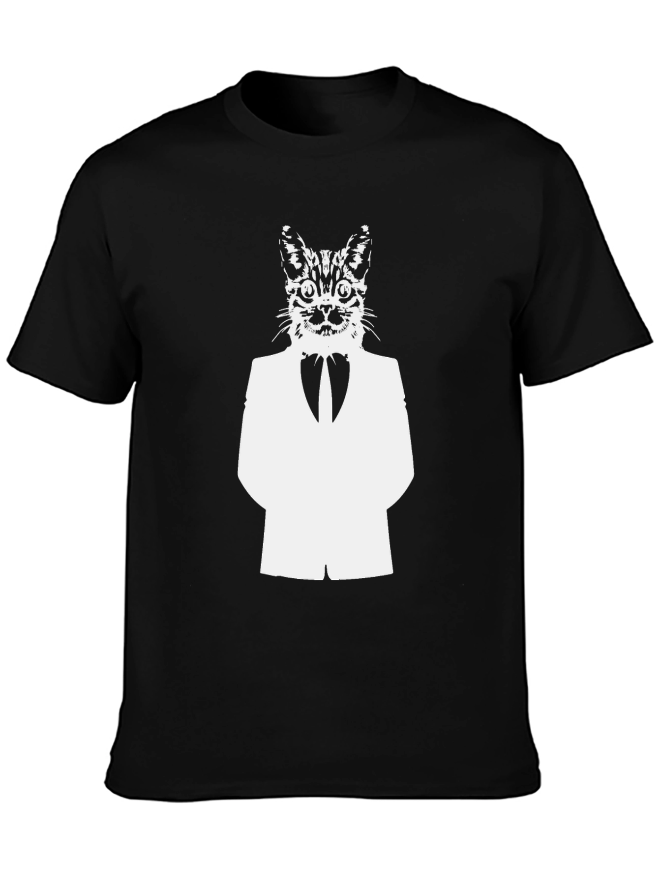 Cat in Suit Graphic Tee - Black Cotton Blend
