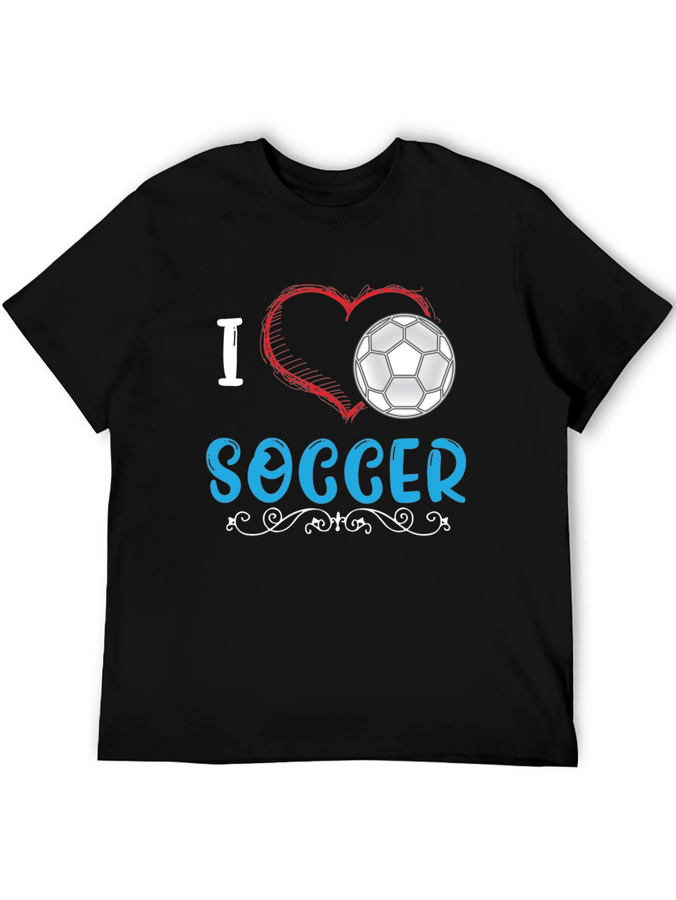 I Love Soccer Graphic Tee - Black Cotton T-Shirt