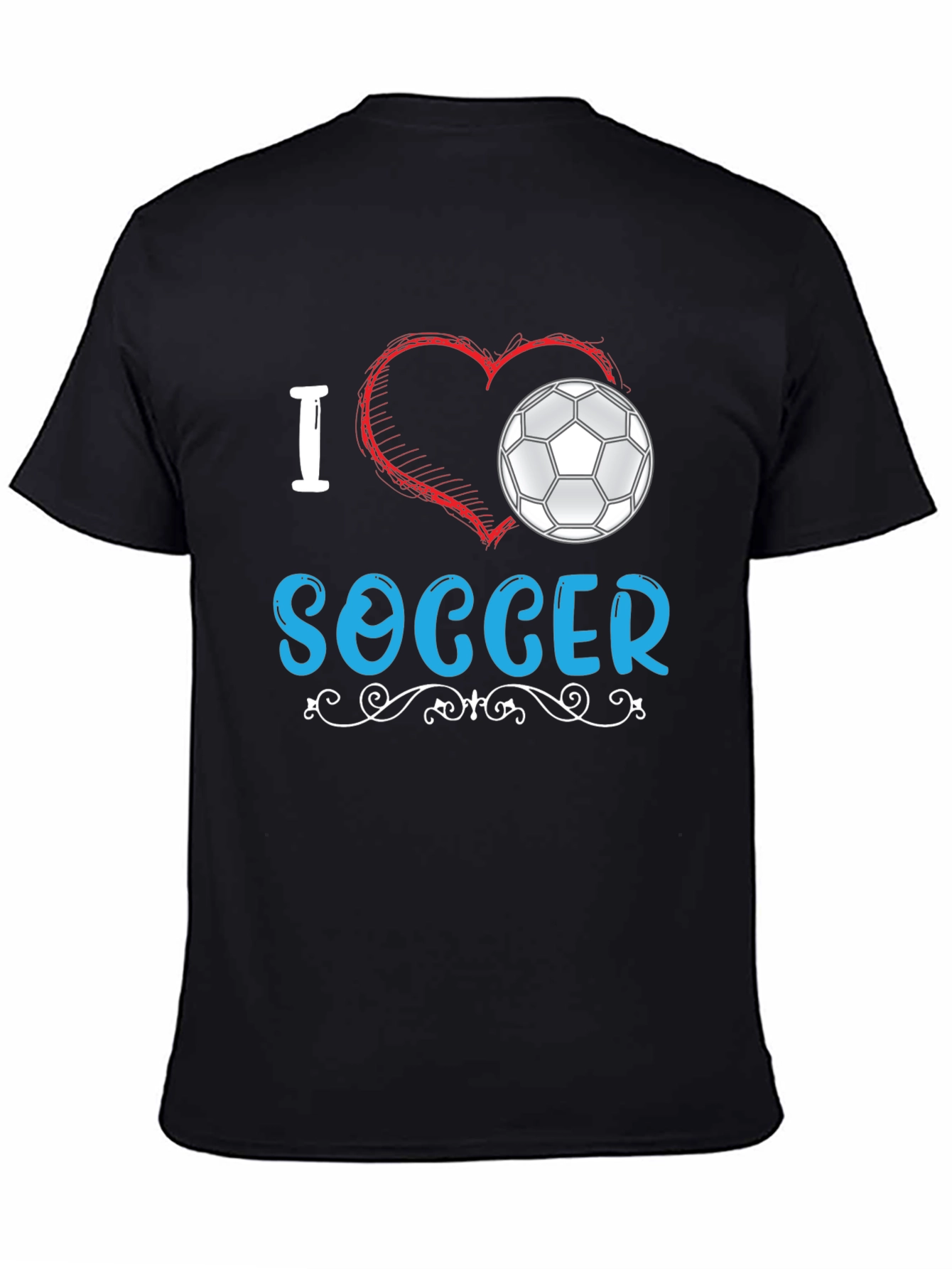 I Love Soccer Graphic Tee - Black Cotton T-Shirt