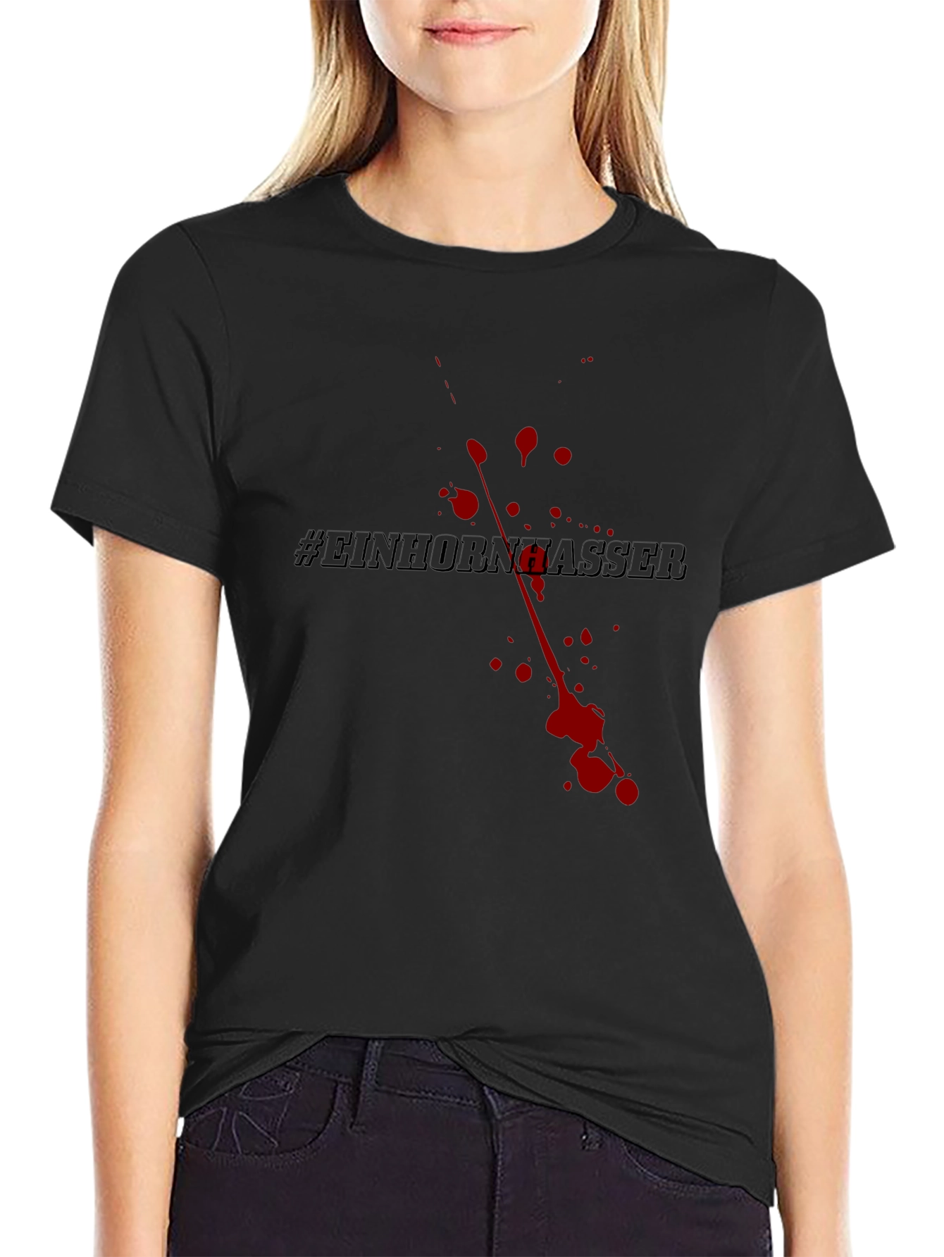 Einhornhasser Graphic Tee - Black Cotton Blend